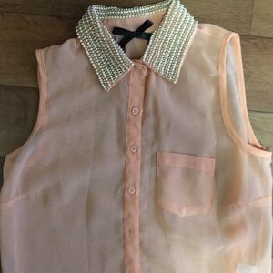see through salmon shirt